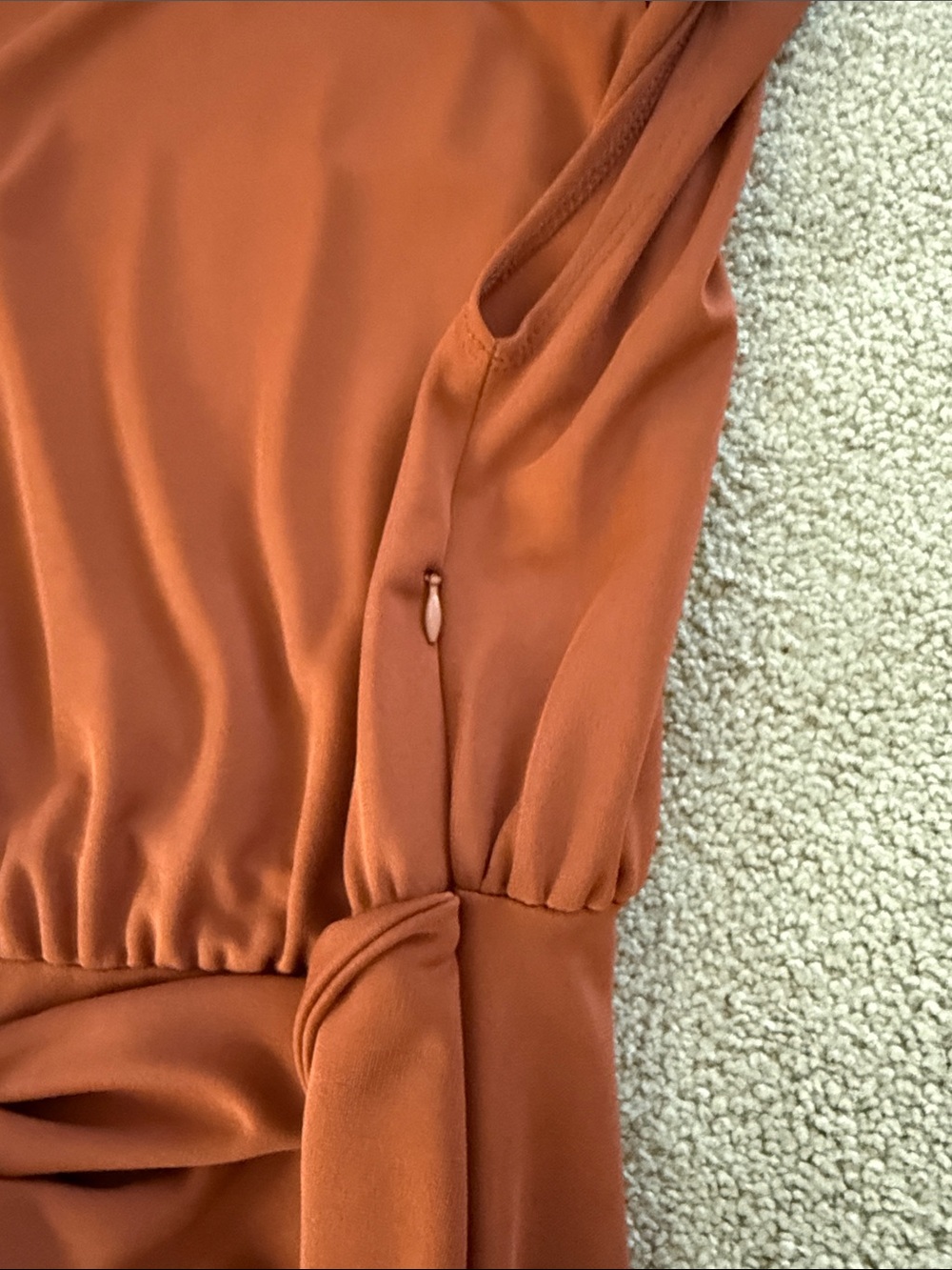 Zara Rust Red-Brown Tobacco Sleeveless Maxi Dress with Draped Waist Ring - Picture 10 of 14